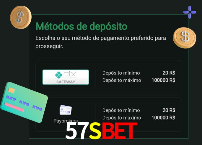 O cassino 57Sbet oferece uma grande variedade de métodos de pagamento